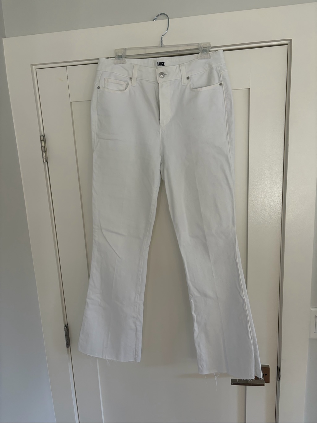 Paige White Flare Crop Jeans